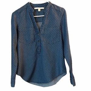 Lauren Conrad Polka Dot 3 Button Down Shirt